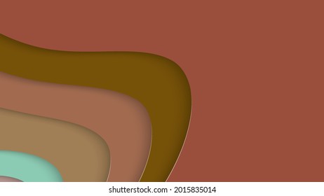 Abstract 3D paper cut art. Colorful background  with wavy layered paper craft. Artistic vector cut out shapes with realistic shadow. Bright carving texture. Topography relief imitation.