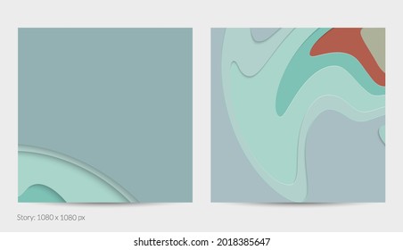 Abstract 3D paper cut art. Colorful background  with wavy layered paper craft. Artistic vector cut out shapes with realistic shadow. Bright carving texture. Topography relief imitation.