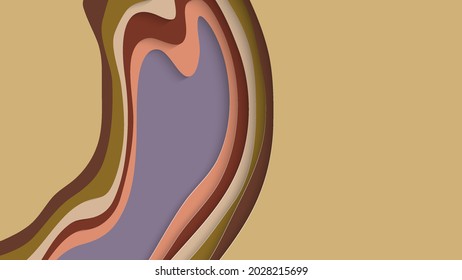 Abstract 3D paper cut art. Colorful background  with wavy layered paper craft. Artistic vector cut out shapes with realistic shadow. Bright carving texture. Topography relief imitation.