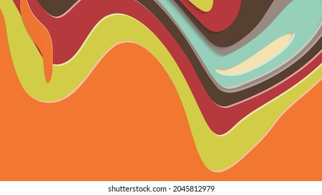 Resumen arte de corte de papel 3D. Fondo colorido con artesanía de papel de capas onduladas. Los vectores artísticos cortan formas con sombra realista. Textura de tallado brillante. Imitación de alivio topográfico.