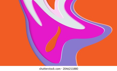 Abstract 3D paper cut art. Colorful background  with wavy layered paper craft. Artistic vector cut out shapes with realistic shadow. Bright carving texture. Topography relief imitation.