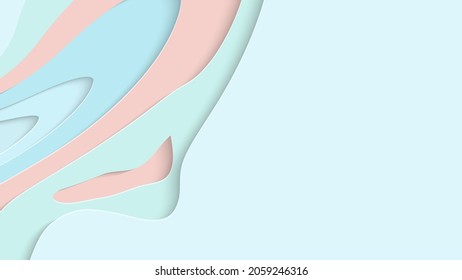 Abstract 3D paper cut art. Colorful background  with wavy layered paper craft. Artistic vector cut out shapes with realistic shadow. Bright carving texture. Topography relief imitation.