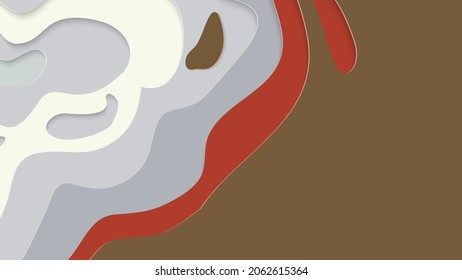 Abstract 3D paper cut art. Colorful background  with wavy layered paper craft. Artistic vector cut out shapes with realistic shadow. Bright carving texture. Topography relief imitation.