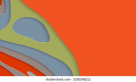 Abstract 3D paper cut art. Colorful background  with wavy layered paper craft. Artistic vector cut out shapes with realistic shadow. Bright carving texture. Topography relief imitation.