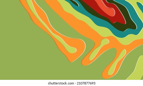 Abstract 3D paper cut art. Colorful background  with wavy layered paper craft. Artistic vector cut out shapes with realistic shadow. Bright carving texture. Topography relief imitation.