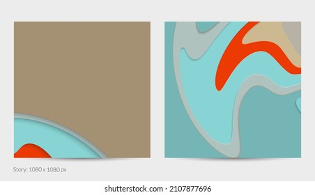 Resumen arte de corte de papel 3D. Fondo colorido con artesanía de papel de capas onduladas. Los vectores artísticos cortan formas con sombra realista. Textura de tallado brillante. Imitación de alivio topográfico.