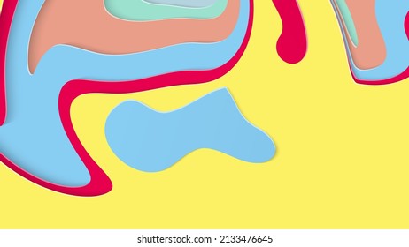 Resumen arte de corte de papel 3D. Fondo colorido con artesanía de papel de capas onduladas. Los vectores artísticos cortan formas con sombra realista. Textura de tallado brillante. Imitación de alivio topográfico.