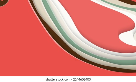 Abstract 3D paper cut art. Colorful background  with wavy layered paper craft. Artistic vector cut out shapes with realistic shadow. Bright carving texture. Topography relief imitation.