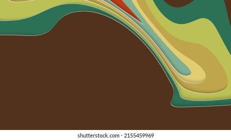 Abstract 3D paper cut art. Colorful background  with wavy layered paper craft. Artistic vector cut out shapes with realistic shadow. Bright carving texture. Topography relief imitation.