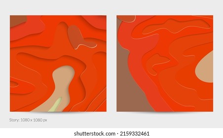 Abstract 3D paper cut art. Colorful background  with wavy layered paper craft. Artistic vector cut out shapes with realistic shadow. Bright carving texture. Topography relief imitation.