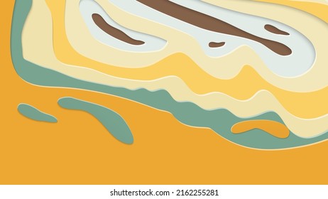 Abstract 3D paper cut art. Colorful background  with wavy layered paper craft. Artistic vector cut out shapes with realistic shadow. Bright carving texture. Topography relief imitation.