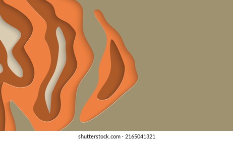 Abstract 3D paper cut art. Colorful background  with wavy layered paper craft. Artistic vector cut out shapes with realistic shadow. Bright carving texture. Topography relief imitation.