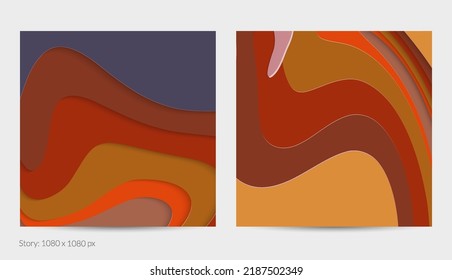 Abstract 3D paper cut art. Colorful background  with wavy layered paper craft. Artistic vector cut out shapes with realistic shadow. Bright carving texture. Topography relief imitation.