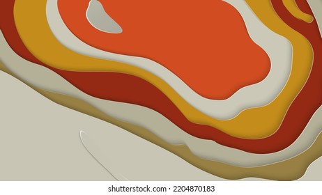 Abstract 3D paper cut art. Colorful background  with wavy layered paper craft. Artistic vector cut out shapes with realistic shadow. Bright carving texture. Topography relief imitation.