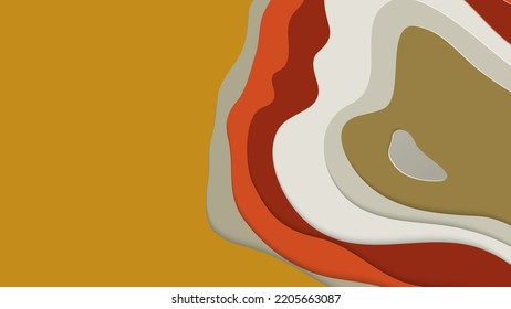 Abstract 3D paper cut art. Colorful background  with wavy layered paper craft. Artistic vector cut out shapes with realistic shadow. Bright carving texture. Topography relief imitation.