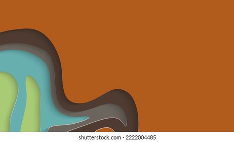 Abstract 3D paper cut art. Colorful background  with wavy layered paper craft. Artistic vector cut out shapes with realistic shadow. Bright carving texture. Topography relief imitation.