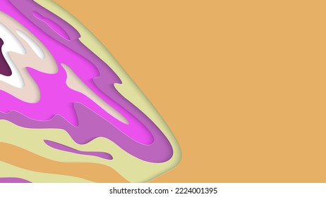 Abstract 3D paper cut art. Colorful background  with wavy layered paper craft. Artistic vector cut out shapes with realistic shadow. Bright carving texture. Topography relief imitation.