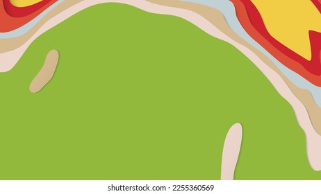 Abstract 3D paper cut art. Colorful background  with wavy layered paper craft. Artistic vector cut out shapes with realistic shadow. Bright carving texture. Topography relief imitation.