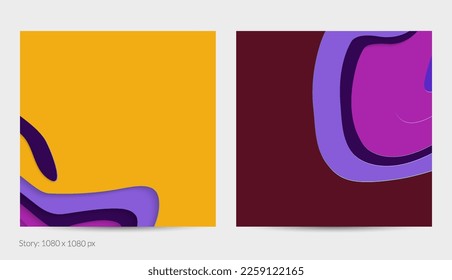 Abstract 3D paper cut art. Colorful background  with wavy layered paper craft. Artistic vector cut out shapes with realistic shadow. Bright carving texture. Topography relief imitation.