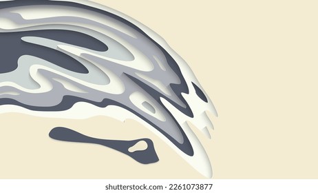 Abstract 3D paper cut art. Colorful background  with wavy layered paper craft. Artistic vector cut out shapes with realistic shadow. Bright carving texture. Topography relief imitation.