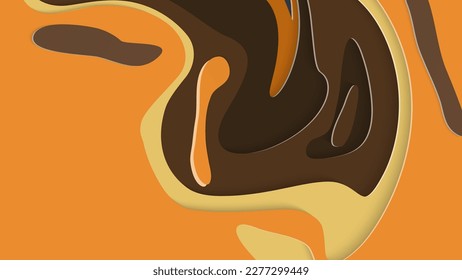 Abstract 3D paper cut art. Colorful background  with wavy layered paper craft. Artistic vector cut out shapes with realistic shadow. Bright carving texture. Topography relief imitation.