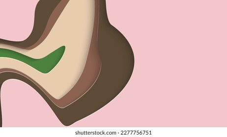 Resumen arte de corte de papel 3D. Fondo colorido con artesanía de papel de capas onduladas. Los vectores artísticos cortan formas con sombra realista. Textura de tallado brillante. Imitación de alivio topográfico.