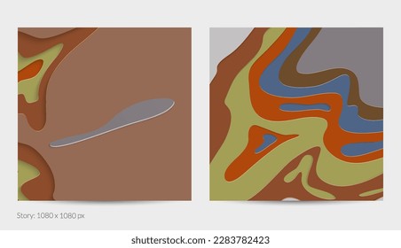 Resumen arte de corte de papel 3D. Fondo colorido con artesanía de papel de capas onduladas. Los vectores artísticos cortan formas con sombra realista. Textura de tallado brillante. Imitación de alivio topográfico.