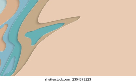 Resumen arte de corte de papel 3D. Fondo colorido con artesanía de papel de capas onduladas. Los vectores artísticos cortan formas con sombra realista. Textura de tallado brillante. Imitación de alivio topográfico.