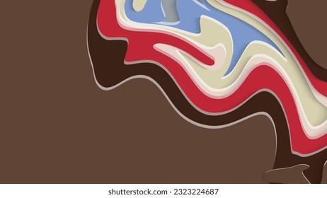 Abstract 3D paper cut art. Colorful background  with wavy layered paper craft. Artistic vector cut out shapes with realistic shadow. Bright carving texture. Topography relief imitation.