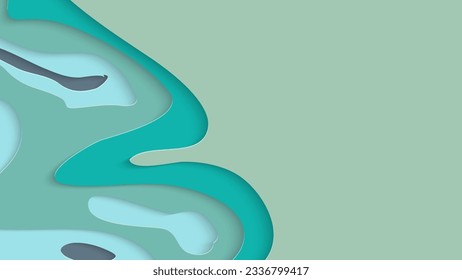 Abstrakte 3D-Papierschnitzerkunst. Farbiger Hintergrund mit gewelltem Papierhandwerk. Künstlerische Vektorgrafik schneidet Formen mit realistischem Schatten aus. Helle Schnittstruktur. Nachahmung der Topographie.