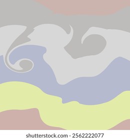 Abstract 3D paper cut art. Colorful background with wavy layered paper craft. Artistic vector cut out shapes with realistic shadow. Bright