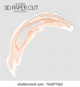 Abstract 3D paper cut art shape. Vector  paper cut layers create topography map concept or smooth origami paper carving craft. Wavy layered material design paper art isolated design element.