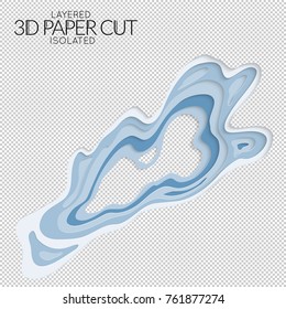 Abstract 3D paper cut art shape. Vector  paper cut layers create topography map concept or smooth origami paper carving craft. Wavy layered material design paper art isolated design element.