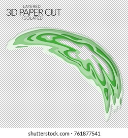 Abstract 3D paper cut art shape. Vector  paper cut layers create topography map concept or smooth origami paper carving craft. Wavy layered material design paper art isolated design element.