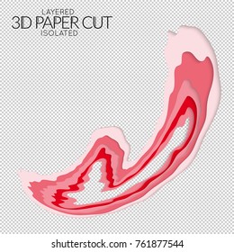 Abstract 3D paper cut art shape. Vector  paper cut layers create topography map concept or smooth origami paper carving craft. Wavy layered material design paper art isolated design element.