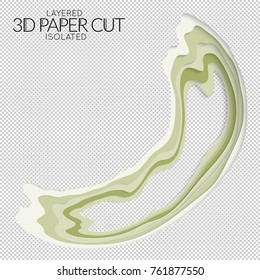 Abstract 3D paper cut art shape. Vector  paper cut layers create topography map concept or smooth origami paper carving craft. Wavy layered material design paper art isolated design element.