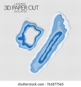 Abstract 3D paper cut art shape. Vector  paper cut layers create topography map concept or smooth origami paper carving craft. Wavy layered material design paper art isolated design element.