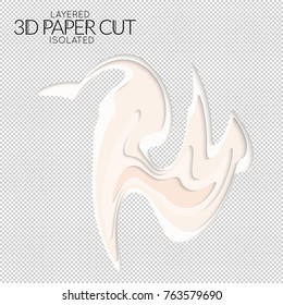 Abstract 3D paper cut art shape. Vector  paper cut layers create topography map concept or smooth origami paper carving craft. Wavy layered material design paper art isolated design element.