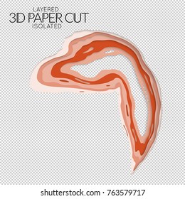 Abstract 3D paper cut art shape. Vector  paper cut layers create topography map concept or smooth origami paper carving craft. Wavy layered material design paper art isolated design element.