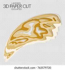 Abstract 3D paper cut art shape. Vector  paper cut layers create topography map concept or smooth origami paper carving craft. Wavy layered material design paper art isolated design element.