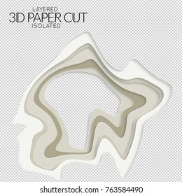 Abstract 3D paper cut art shape. Vector  paper cut layers create topography map concept or smooth origami paper carving craft. Wavy layered material design paper art isolated design element.