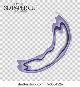 Abstract 3D paper cut art shape. Vector  paper cut layers create topography map concept or smooth origami paper carving craft. Wavy layered material design paper art isolated design element.