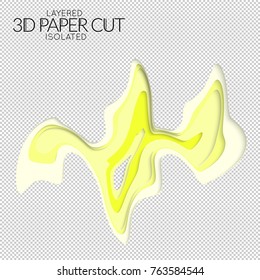 Abstract 3D paper cut art shape. Vector  paper cut layers create topography map concept or smooth origami paper carving craft. Wavy layered material design paper art isolated design element.