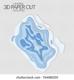 Abstract 3D paper cut art shape. Vector  paper cut layers create topography map concept or smooth origami paper carving craft. Wavy layered material design paper art isolated design element.