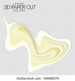 Abstract 3D paper cut art shape. Vector  paper cut layers create topography map concept or smooth origami paper carving craft. Wavy layered material design paper art isolated design element.