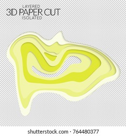 Abstract 3D paper cut art shape. Vector  paper cut layers create topography map concept or smooth origami paper carving craft. Wavy layered material design paper art isolated design element.