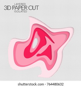 Abstract 3D paper cut art shape. Vector  paper cut layers create topography map concept or smooth origami paper carving craft. Wavy layered material design paper art isolated design element.