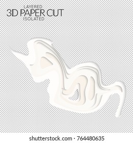 Abstract 3D paper cut art shape. Vector  paper cut layers create topography map concept or smooth origami paper carving craft. Wavy layered material design paper art isolated design element.