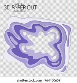Abstract 3D paper cut art shape. Vector  paper cut layers create topography map concept or smooth origami paper carving craft. Wavy layered material design paper art isolated design element.