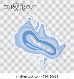 Abstract 3D paper cut art shape. Vector  paper cut layers create topography map concept or smooth origami paper carving craft. Wavy layered material design paper art isolated design element.